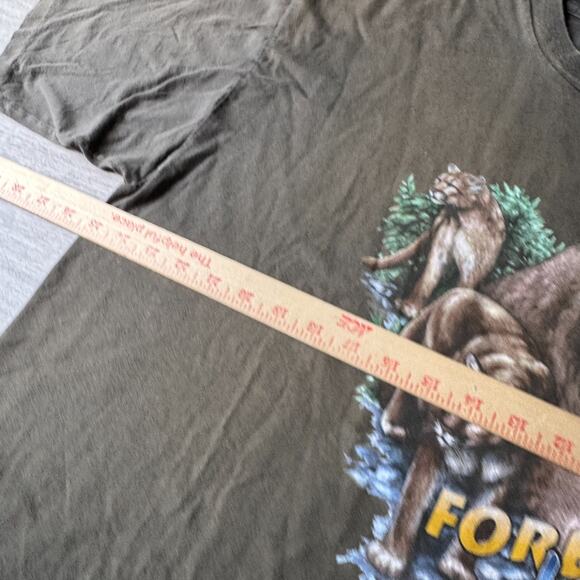 Vintage 90s Single Stitch Animal Print Shirt FOREVER WILD Cougar Tee Alore XXL - Picture 6 of 7
